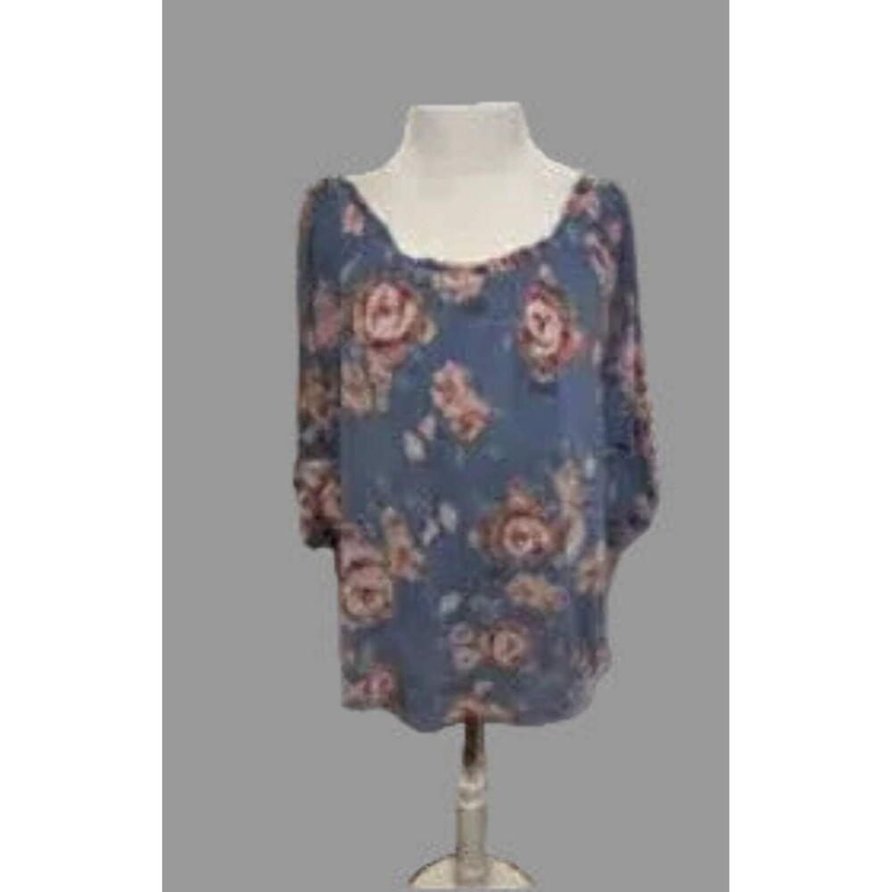 Democracy Blue Floral Tunic - size L